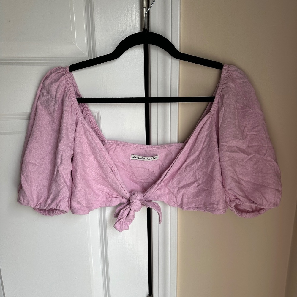 Abercrombie & Fitch Pink Tie-Front Crop Top Size S Worn Once